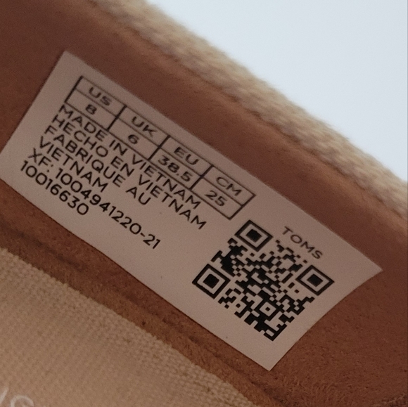 Tom's Wedge Espadrille in Natural Undyed Canvas Women's 8 - Picture 8 of 8